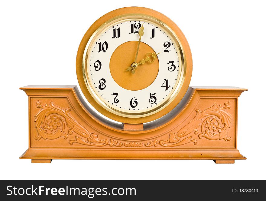 Old clock isolated on white