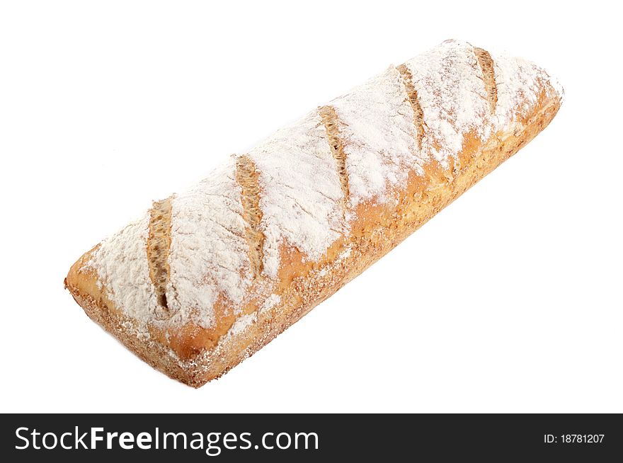 Homemade bread on a white background