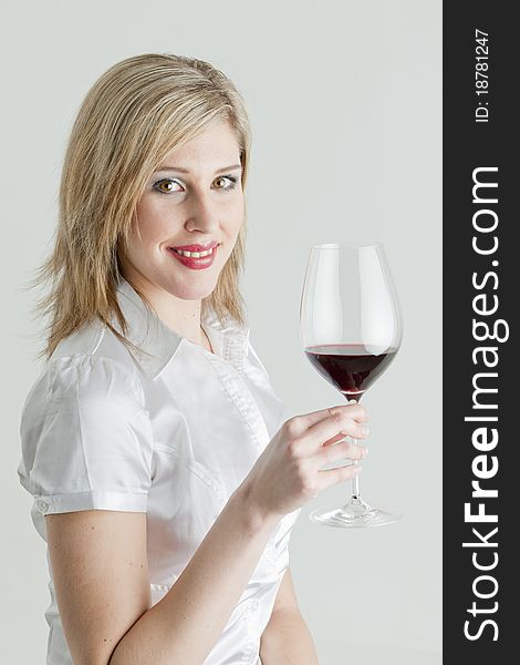 Woman With A Glass Of Red Wine