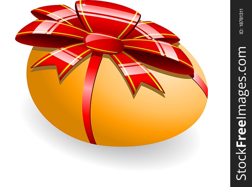 Big orange easter egg with ribbon and red bow. Big orange easter egg with ribbon and red bow