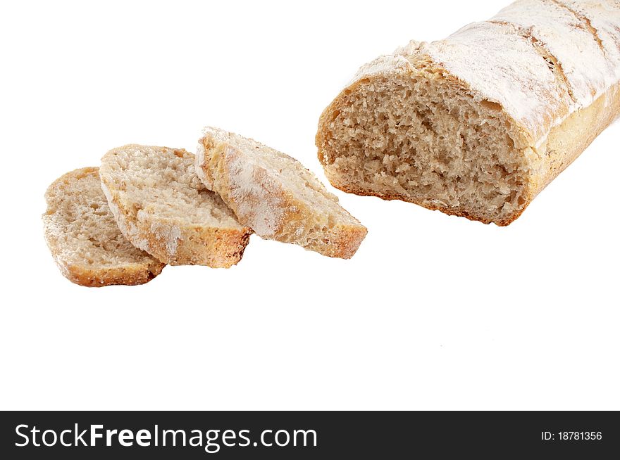 Homemade bread on a white background