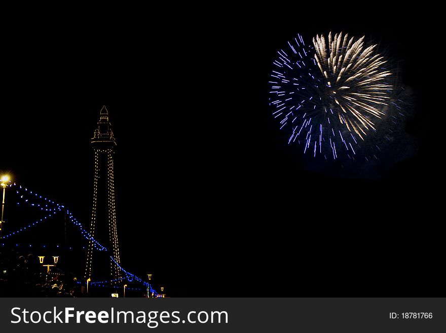 Blackpool firework display, on the north pier