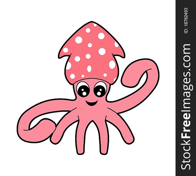 Cute Squid Cartoon Character. Has various uses.