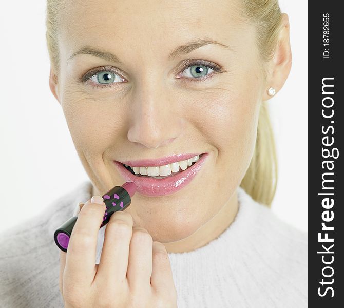 Portrait of young woman with lipstick. Portrait of young woman with lipstick