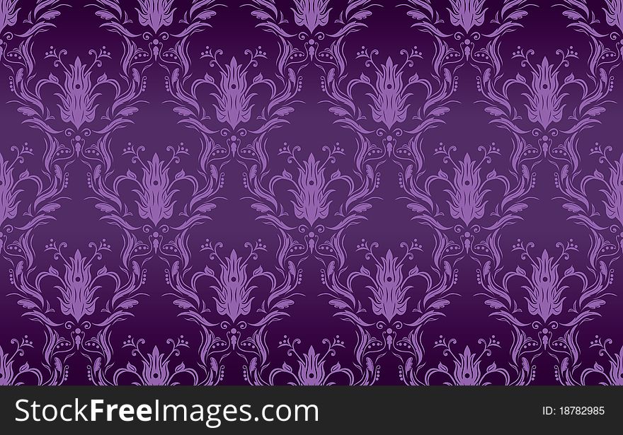 Violet background, floral seamless pattern