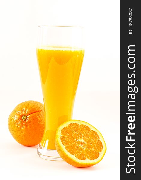 Fresh orange juice isolated on a white background