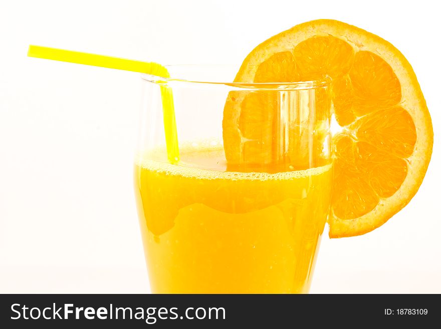 Fresh orange juice isolated on a white background