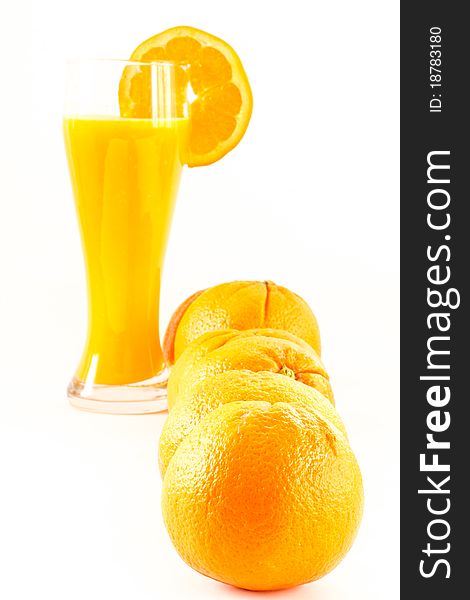 Fresh orange juice isolated on a white background