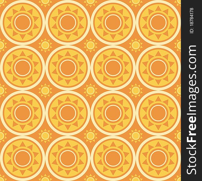 Cute orange abstract suns pattern