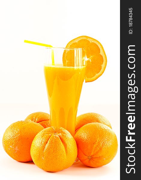 Fresh orange juice isolated on a white background