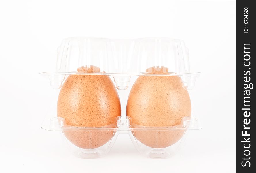 Pair of eggs on a plastic packing