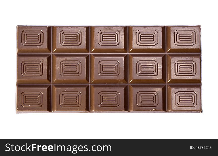 Block of delicious milk chocolate on isolated background. Block of delicious milk chocolate on isolated background.