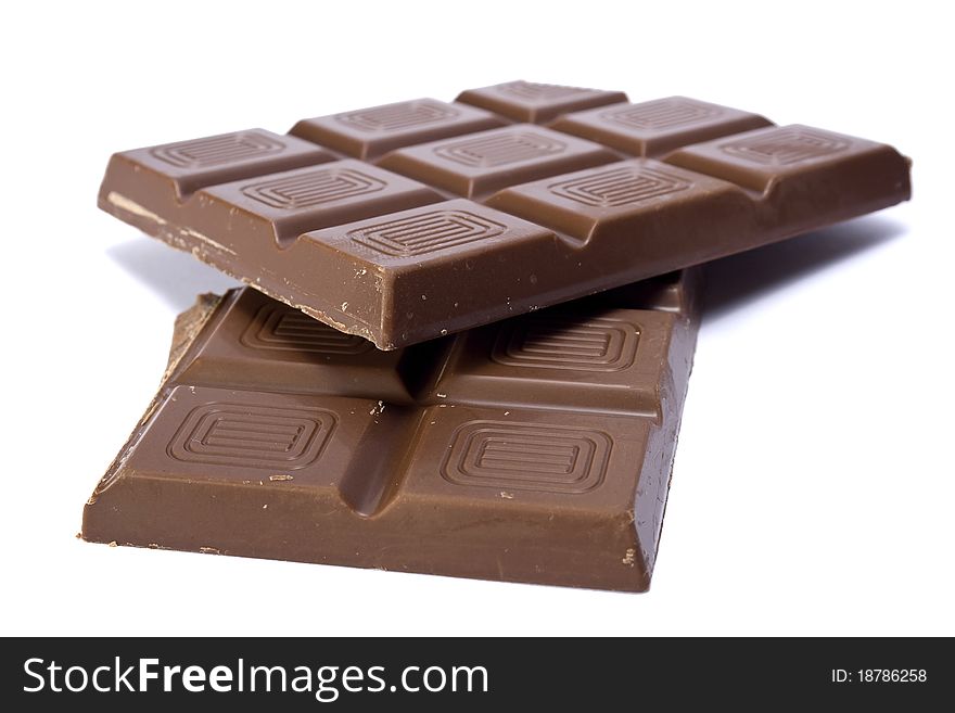 Photo of chocolate bars isolated on white. Photo of chocolate bars isolated on white.
