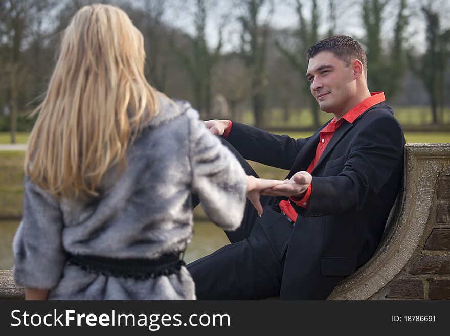 Couple outdoor at spring