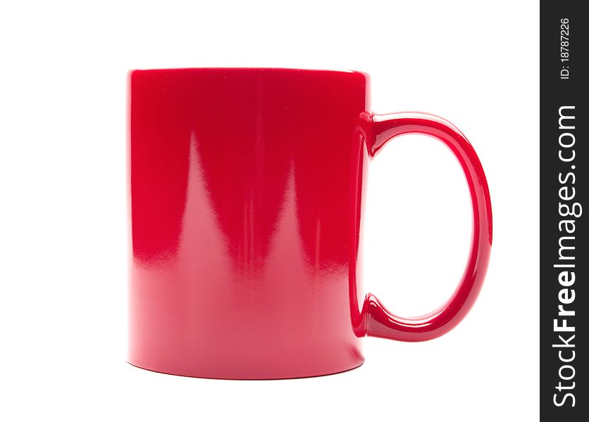 Red mug isolated on a white background