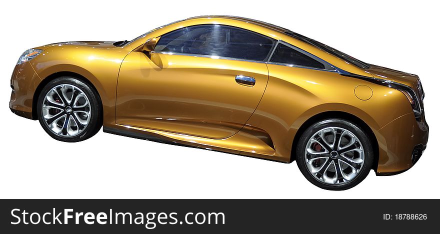 Orange luxury coupe isolated