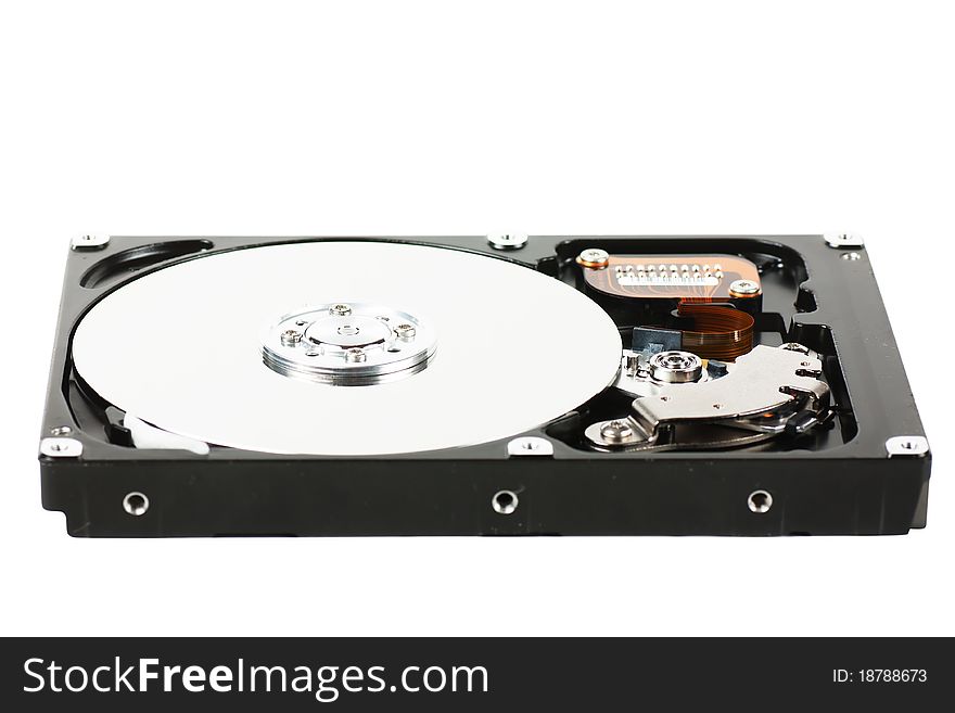 Computer component hard drive isolated over white