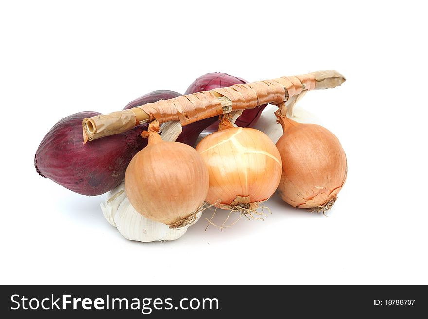 Onion pile isolated on white