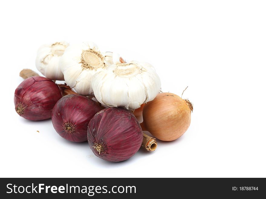 Onion pile isolated on white
