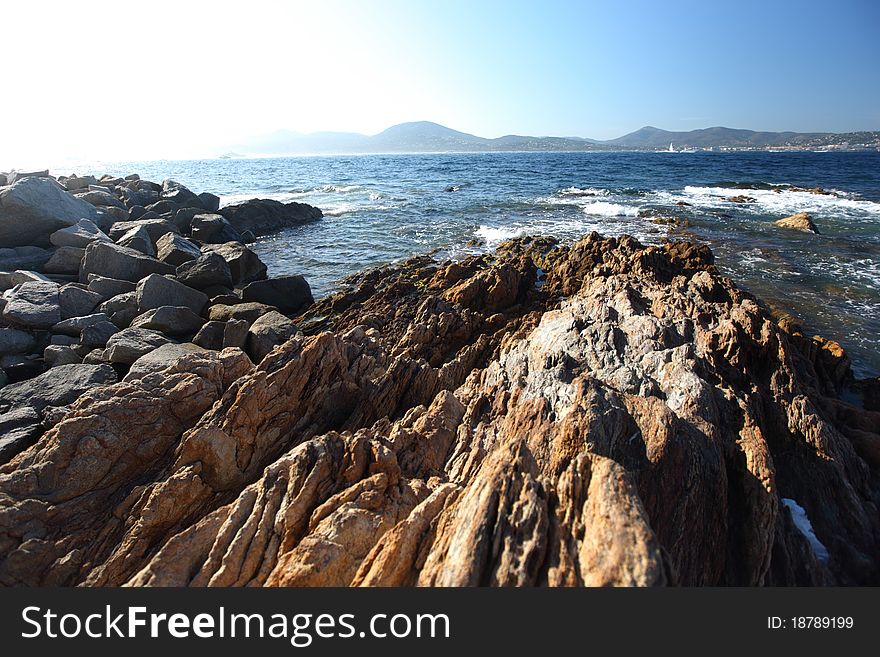 Blue wonderful sea and rock. Blue wonderful sea and rock