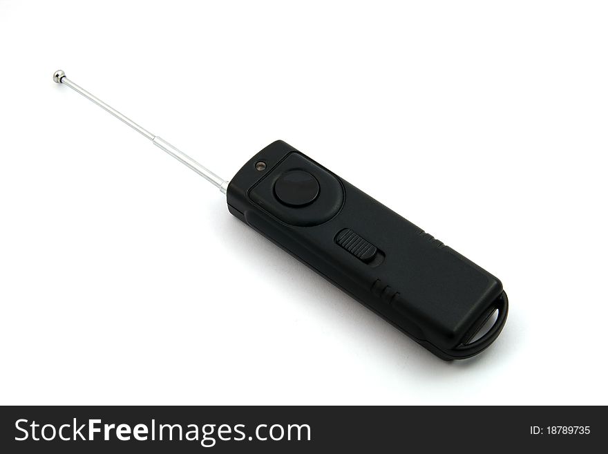 Remote control with antenna on white background