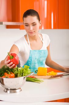 Woman Cutting Vegetables In Modern Kitchen Royalty Free Stock Images Woman Cutting Vegetables In Modern Kitchen Royalty Free Stock Images