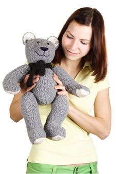 Girl Holding Soft Bear Toy Royalty Free Stock Image Girl Holding Soft Bear Toy Royalty Free Stock Image