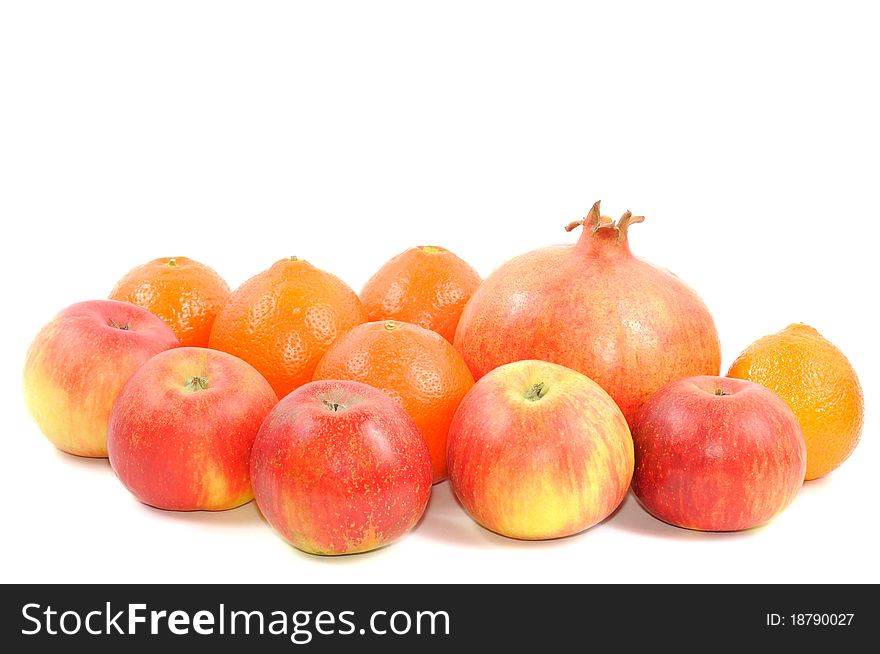 Bunch of fruits isolated on a white background