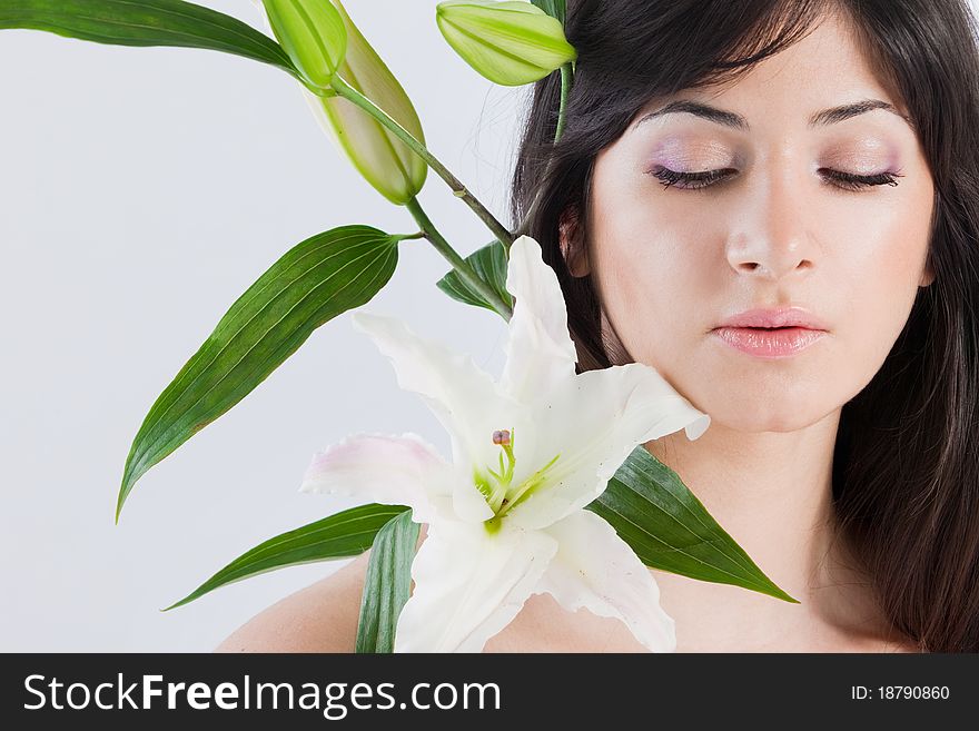 Beautiful Woman With Lily