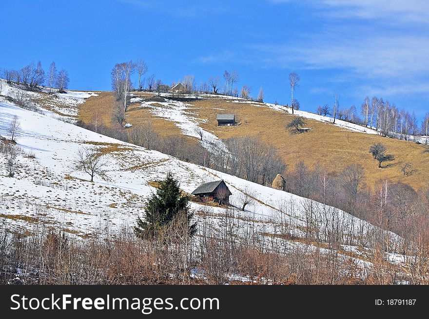 Chalet on snowy mountain top. Chalet on snowy mountain top