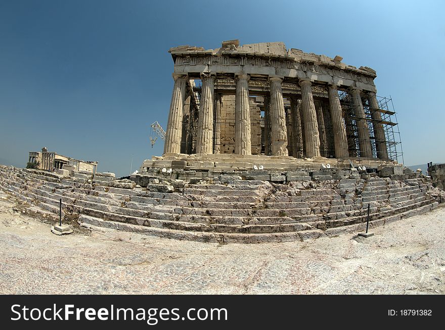 View of Parthenon in Acropolis, Athens. View of Parthenon in Acropolis, Athens.