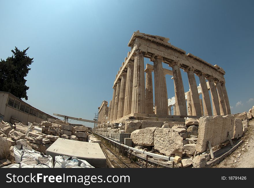 View of Parthenon in Acropolis, Athens. View of Parthenon in Acropolis, Athens.