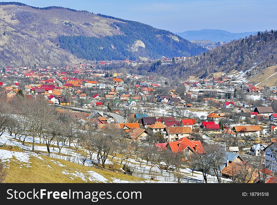 Village in mountain valley in transylvania. Village in mountain valley in transylvania