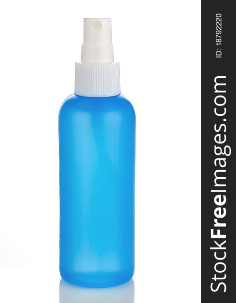Blue Spray Container For Medicine, Isolated On Whi