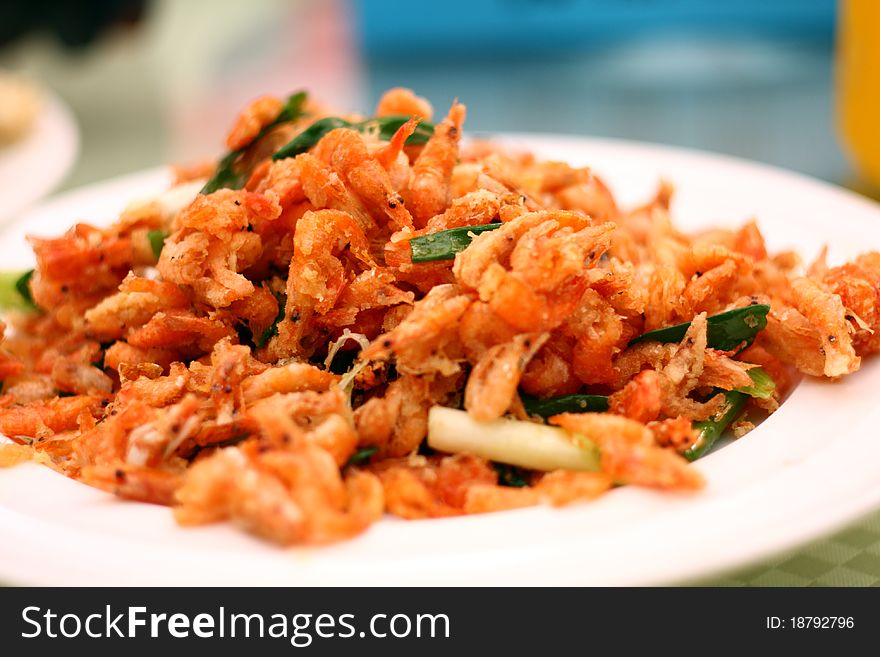 Fried Shrimp in plate of  Chinese food