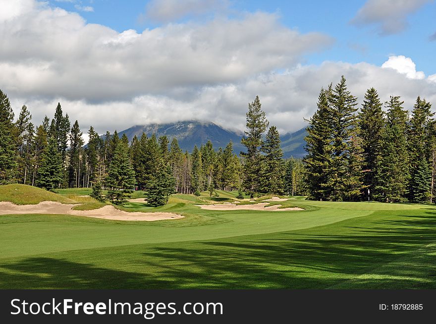 A Rocky Mountain golf course on a sunny afternoon