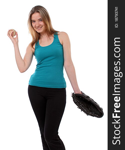 Woman with a baseball glove