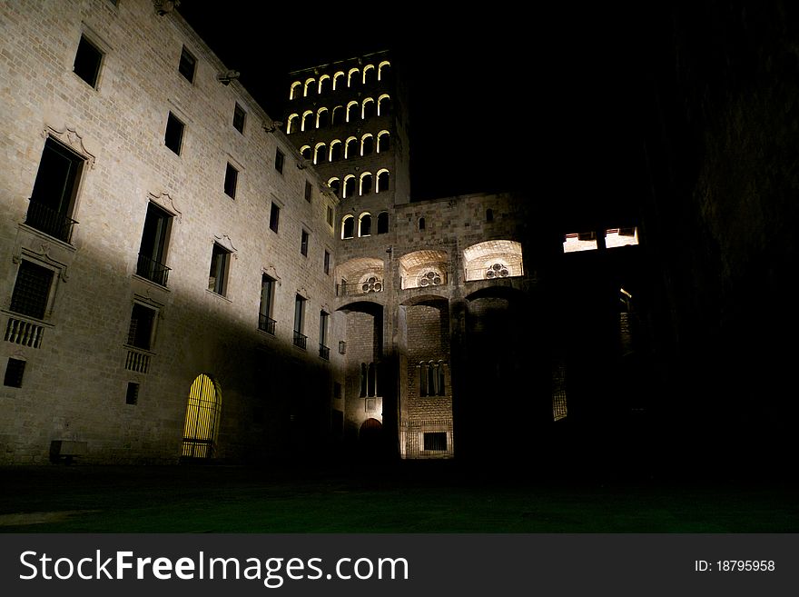 Night in King Square at Barcelona Catalonia Spain. Night in King Square at Barcelona Catalonia Spain