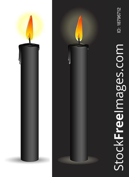 Black candle isolated on white