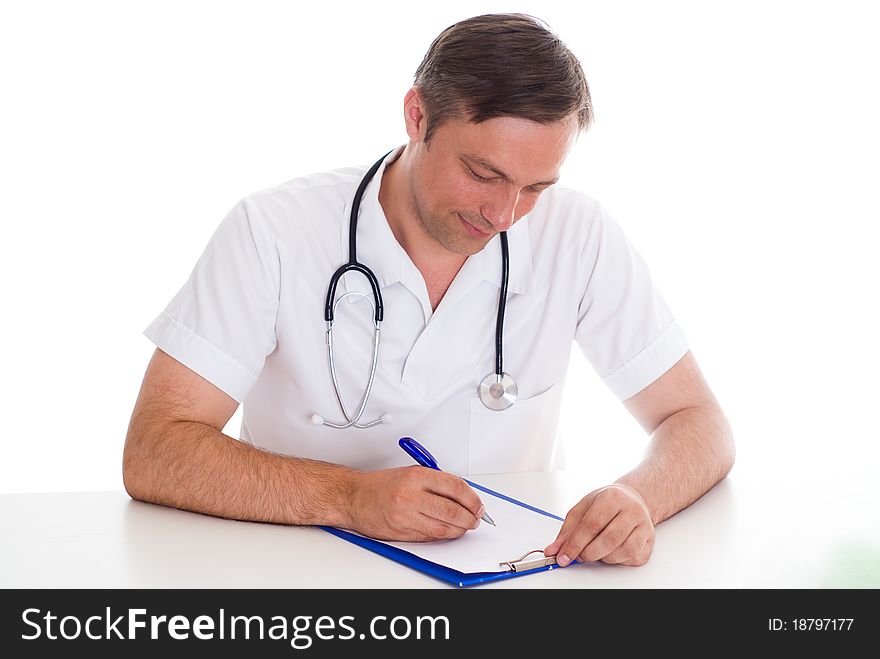 Closeup portrait of a doctor with stethoscope