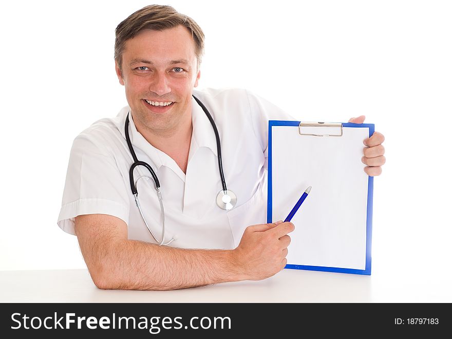 Closeup portrait of a doctor with stethoscope