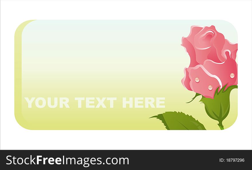 Beautiful banner with glossy pink rose. Beautiful banner with glossy pink rose