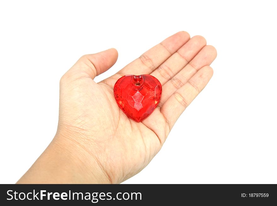 Heart in hands isolated on white background