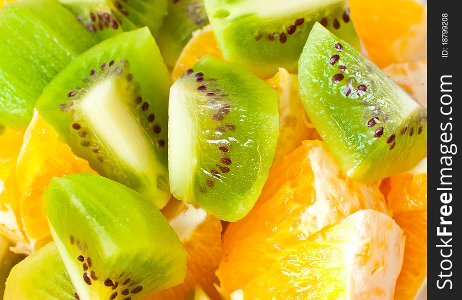 Fresh tasty salad of orange and kiwi