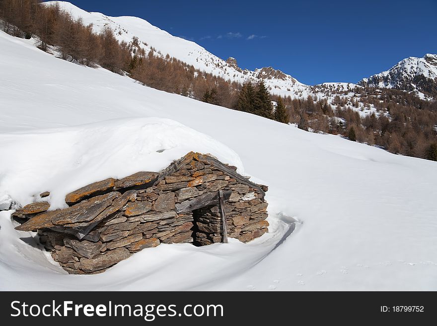 Ruins of an ancient refuge in the mountains. Ruins of an ancient refuge in the mountains