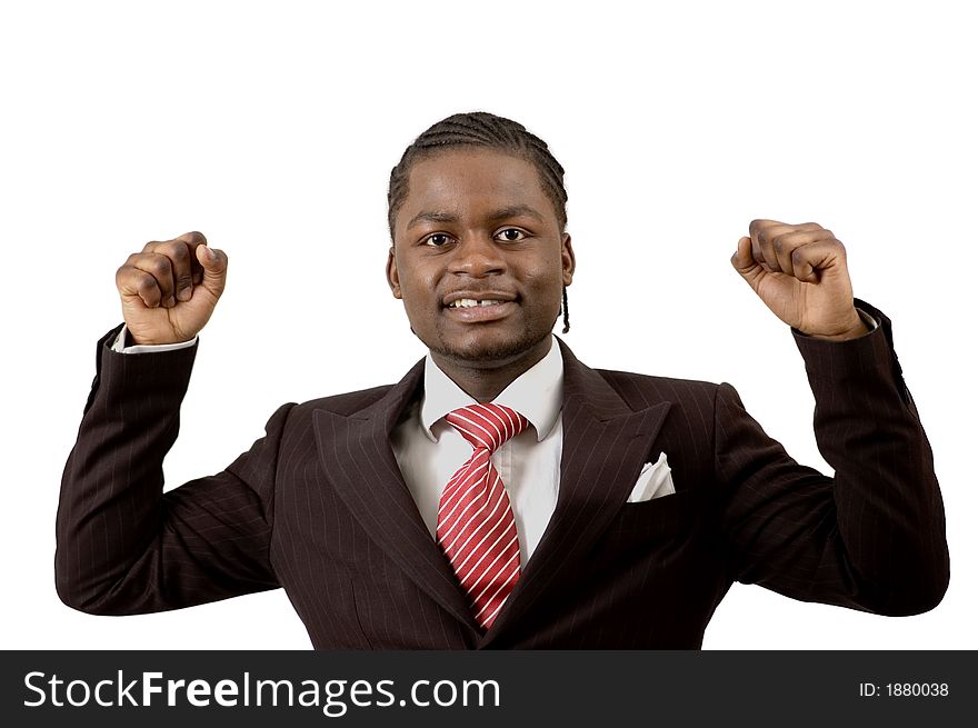This is an image of a business man excited about a successful deal. This image can be used to represent anything that implies happiness, excited, sucess etc. This is an image of a business man excited about a successful deal. This image can be used to represent anything that implies happiness, excited, sucess etc..