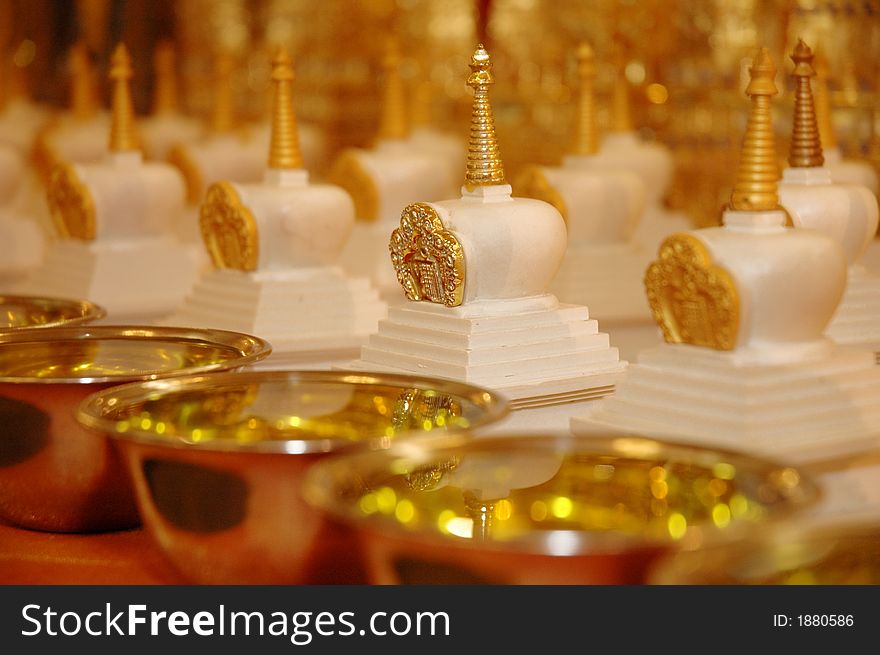 Chinese temple ornaments on display