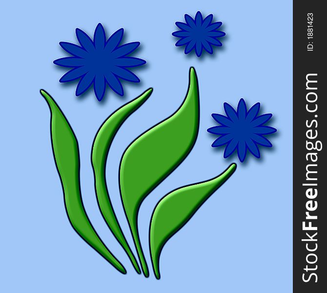 Blue spring bouquet  on blue background poster clip art. Blue spring bouquet  on blue background poster clip art