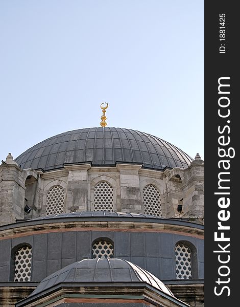 Dome of Bayazid Mosque in Istanbul, Turkey, with empty space for the designer. Dome of Bayazid Mosque in Istanbul, Turkey, with empty space for the designer