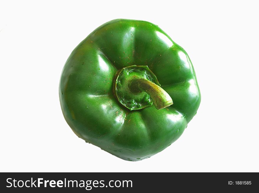 Green pepper, isolated on a white background.